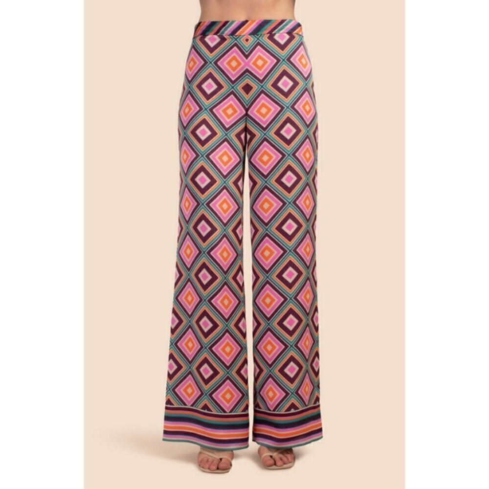 💕TRINA TURK💕 Bay Pant ~ Brookhaven Blocks Satin Georgette 6 NWT - Picture 5 of 16